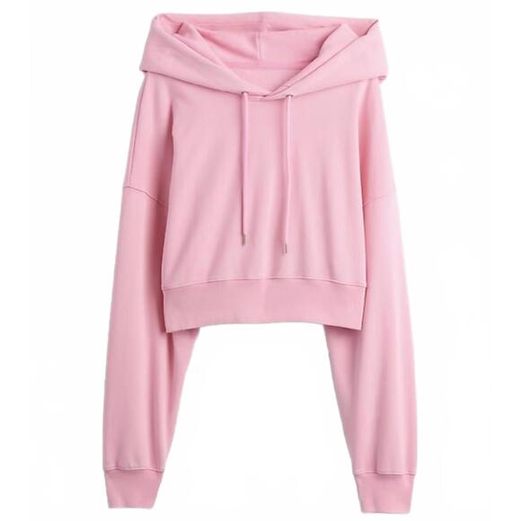 Gap French Terry Oversized Crop Hoodie May Pink NWT XL - Picture 1 of 6